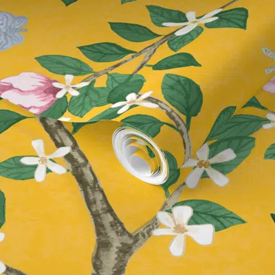 Spoonflower Pre-pasted Wallpaper Sunshine Textured Elsie's Garden Copy 2' X 12' Removable