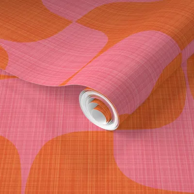 Spoonflower Pre-pasted Wallpaper Tac Bold Pink-orange 2' X 12' Removable