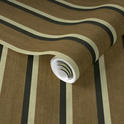 Spoonflower Pre-pasted Wallpaper Tailored Stripe - Earthy Ochre  Removable