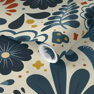 Spoonflower Pre-pasted Wallpaper Talavera On White 2' X 12' Removable