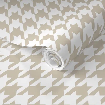 Spoonflower Pre-pasted Wallpaper Tan & White Houndstooth Small 2' X 12' Removable