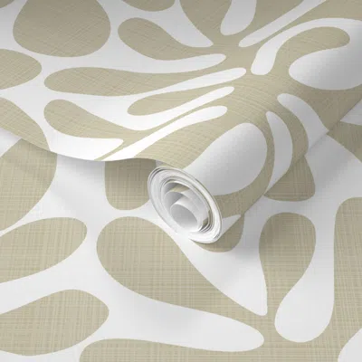 Spoonflower Pre-pasted Wallpaper Tan Block Print 2' X 12' Removable In Multi