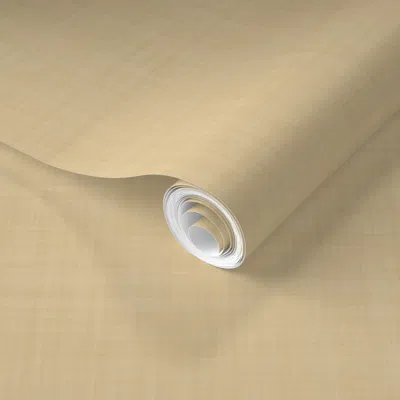 Spoonflower Pre-pasted Wallpaper Tan Straw Linen 2' X 12' Removable