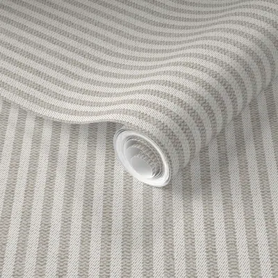Spoonflower Pre-pasted Wallpaper Taupe Textured Stripe  Removable In Brown