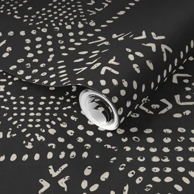 Spoonflower Pre-pasted Wallpaper Terra Boho Black 2' X 12' Removable
