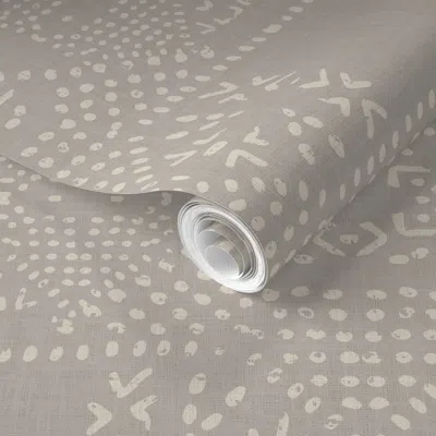 Spoonflower Pre-pasted Wallpaper Terra Boho Grey 2' X 12' Removable