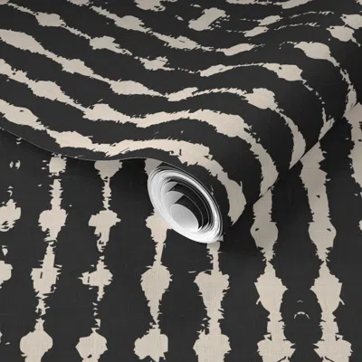 Spoonflower Pre-pasted Wallpaper Terra Dot Stripe Black 2' X 12' Removable