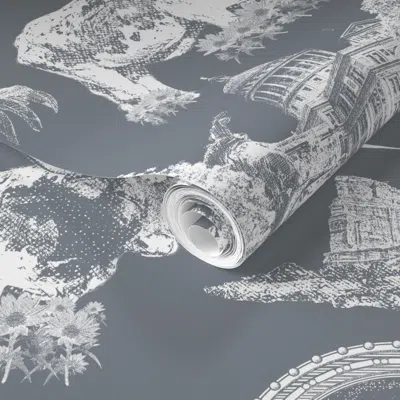 Spoonflower Pre-pasted Wallpaper Texas Toile Cool Neutral White 2' X 12' Removable