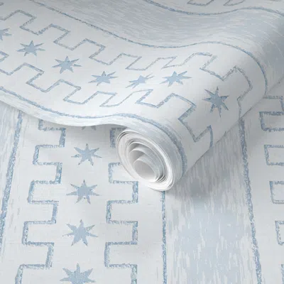 Spoonflower Pre-pasted Wallpaper Textured Battlement Seven Pointed Star Stripe For Timeless Nursery 2' X 12' Rem