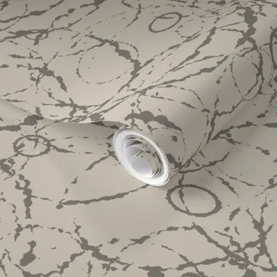 Spoonflower Pre-pasted Wallpaper Textured Circles Mosaic Large Dark Mix Monochromatic Warm Gray Blender 2' X 12'