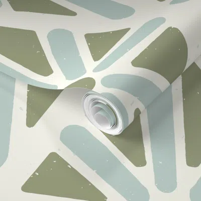 Spoonflower Pre-pasted Wallpaper Textured Coastal Deco Diamond 2' X 12' Removable