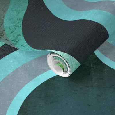 Spoonflower Pre-pasted Wallpaper Textured Peacock Ogee 2' X 12' Removable