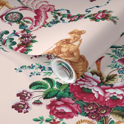 Spoonflower Pre-pasted Wallpaper The Muses Arabesque Cool Tones Arabesque 2' X 12' Removable In Multi