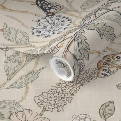 Spoonflower Pre-pasted Wallpaper The Naturalist Subtleties 24in Repeat 2' X 12' Removable
