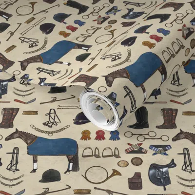 Spoonflower Pre-pasted Wallpaper The Proper Equestrian - Small Scale 2' X 12' Removable