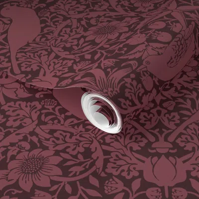 Spoonflower Pre-pasted Wallpaper The Strawberry Thief William Morris Elegant Glamour & Cottage Flowers Deco 2' X