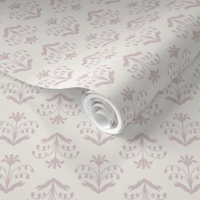Spoonflower Pre-pasted Wallpaper Theresa Floral Bidirectional Vintage Mauve 3in 2' X 12' Removable