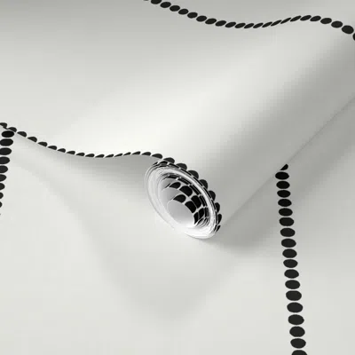 Spoonflower Pre-pasted Wallpaper Thin Dotted Black And White Stripe 2' X 12' Removable