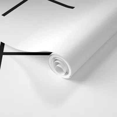 Spoonflower Pre-pasted Wallpaper Thin Line Swiss Cross / Black On White 2' X 12' Removable In Multi