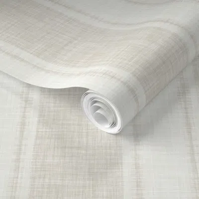 Spoonflower Pre-pasted Wallpaper Thin-thick Woven Cabana Stripe In Pale Oak Beige 2' X 12' Removable