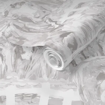 Spoonflower Pre-pasted Wallpaper Til The Cows Come Home Toile - Grayscale Large Repeat 2' X 12' Removable