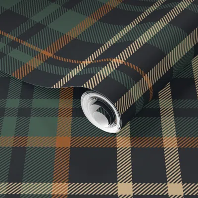 Spoonflower Pre-pasted Wallpaper Timeless Dark Green Plaid For Modern Rich Cabincore Accent/feature Wall 2' X 12
