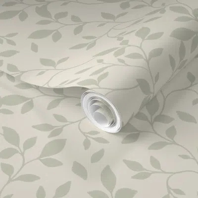 Spoonflower Pre-pasted Wallpaper Timeless Neutral Botanical Vine Pattern Fabric  Removable