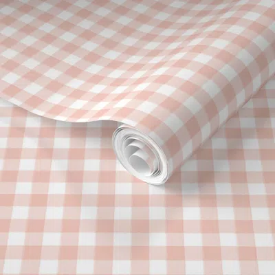Spoonflower Pre-pasted Wallpaper Tiny Buffalo Check Plaid Blush Pink 2' X 12' Removable
