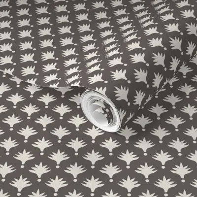 Spoonflower Pre-pasted Wallpaper Tiny Palm Cream And Chocolate 2' X 12' Removable