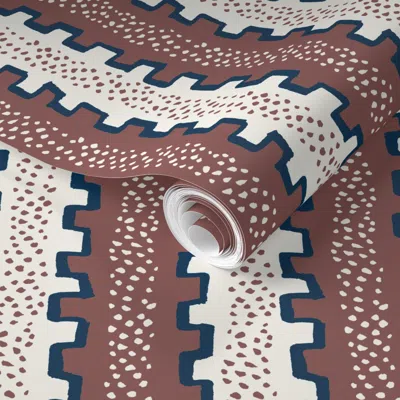 Spoonflower Pre-pasted Wallpaper Travis Garrison Red And Navy  Removable