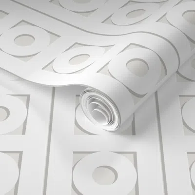 Spoonflower Pre-pasted Wallpaper Trelliage Creamy White Circle Trim 2' X 12' Removable