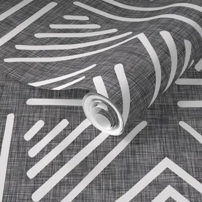 Spoonflower Pre-pasted Wallpaper Tribal Diamond Mudcloth Linen Sm 2' X 12' Removable