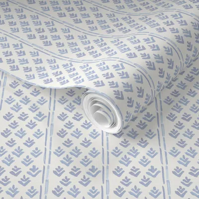 Spoonflower Pre-pasted Wallpaper Tribal Stripe Cornflower 2' X 12' Removable