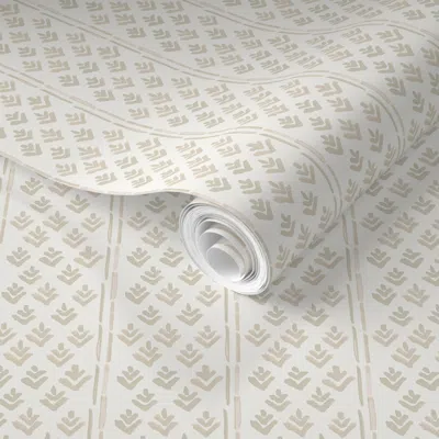 Spoonflower Pre-pasted Wallpaper Tribal Stripe Neutral 2' X 12' Removable