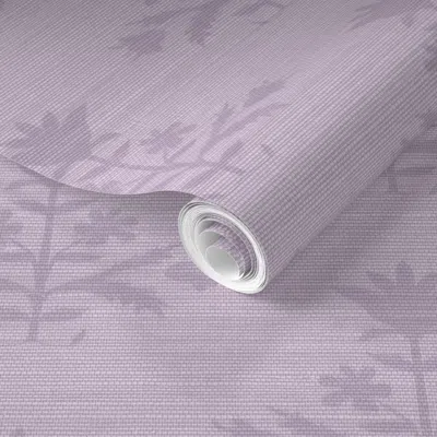 Spoonflower Pre-pasted Wallpaper Tulip Print Faux Grasscloth In Lilac Two Tone  Removable