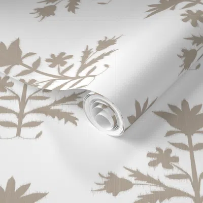 Spoonflower Pre-pasted Wallpaper Tulip Print Reverse Mushroom 2' X 12' Removable