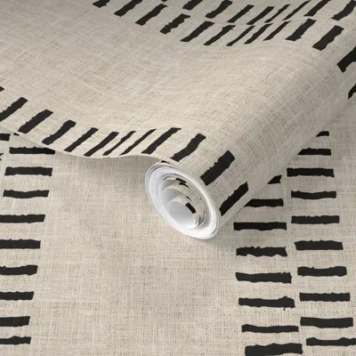 Spoonflower Pre-pasted Wallpaper Ubu Stripe Linen 2' X 12' Removable