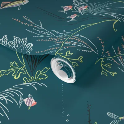 Spoonflower Pre-pasted Wallpaper Under The Sea 2' X 12' Removable