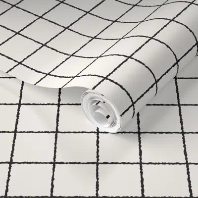 Spoonflower Pre-pasted Wallpaper Urban Garden Grid White 2' X 12' Removable In Multi