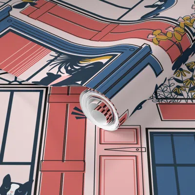 Spoonflower Pre-pasted Wallpaper Urban Jungle Cat // Jumbo 2' X 12' Removable In Multi