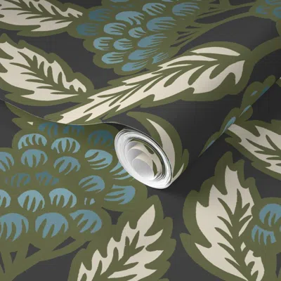 Spoonflower Pre-pasted Wallpaper Veranda Night Garden 2' X 12' Removable