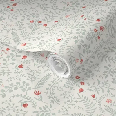 Spoonflower Pre-pasted Wallpaper Veronica Blue Gray Blazer And Setting Plaster And On Cream 2' X 12' Removable