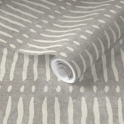 Spoonflower Pre-pasted Wallpaper Vertical Dash Mud Stripes Stone Mud Lad19 2' X 12' Removable