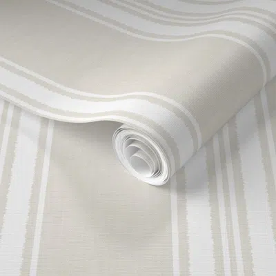 Spoonflower Pre-pasted Wallpaper Vertical Stripes White On Cream 2' X 12' Removable