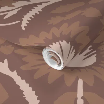 Spoonflower Pre-pasted Wallpaper Vienne Canvas Millie - Mocha Mousse - Pantone Color Of The Year 2025 2' X 12' R
