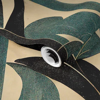 Spoonflower Pre-pasted Wallpaper Vintage 1920s Art Deco Style Fancy Leaf Ii 2' X 12' Removable