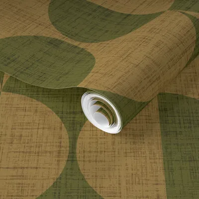 Spoonflower Pre-pasted Wallpaper Vintage Abstract Mid-century Geometric Bauhaus Pattern. Large. Dark Green 2' X 