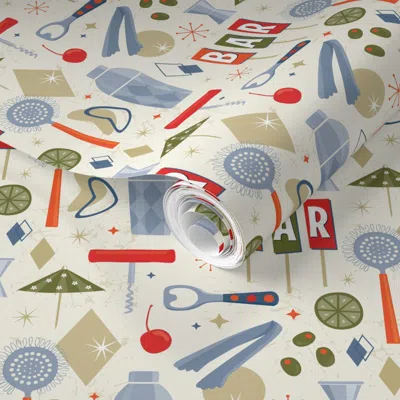 Spoonflower Pre-pasted Wallpaper Vintage Bar Tools (small Scale) 2' X 12' Removable