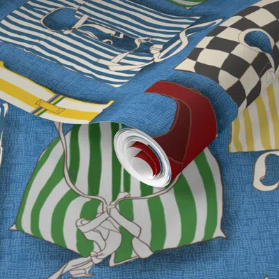 Spoonflower Pre-pasted Wallpaper Vintage Life Jackets Bright 14 2' X 12' Removable