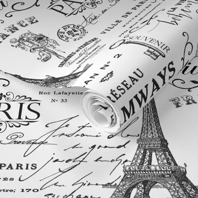 Spoonflower Pre-pasted Wallpaper Vintage Paris 2' X 12' Removable In Multi